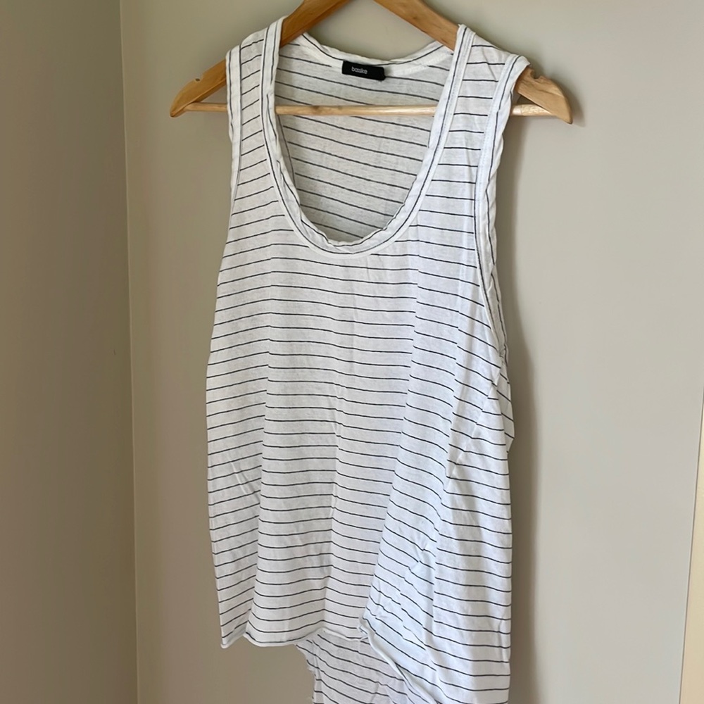 bassike white and black stripe tank